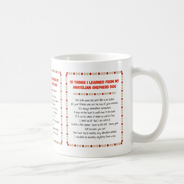 Mug Choses drôles I appris du chien de berger (Droite)