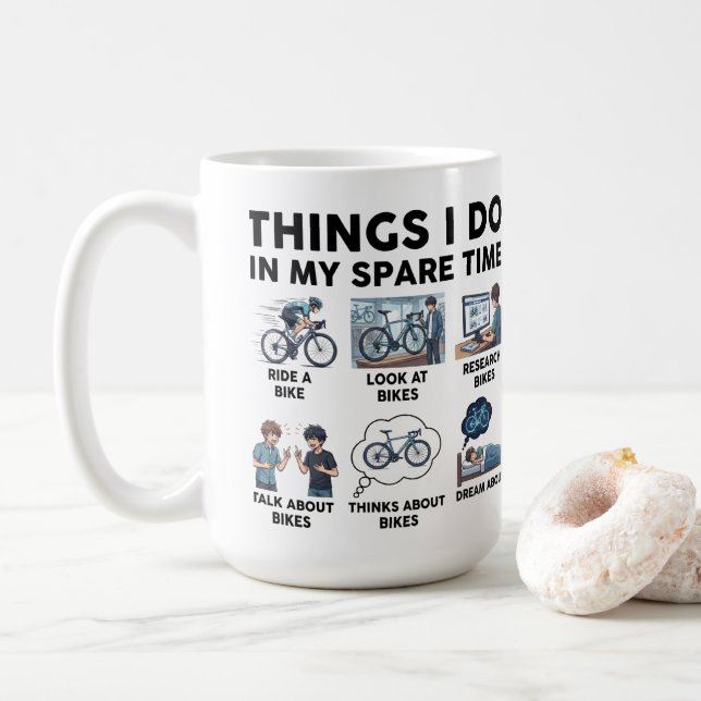 Mug Choses drôles que je fais pendant mon temps libre  (Avec donut)