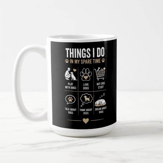 Mug Choses que je fais pendant mon temps libre Je parl (Gauche)