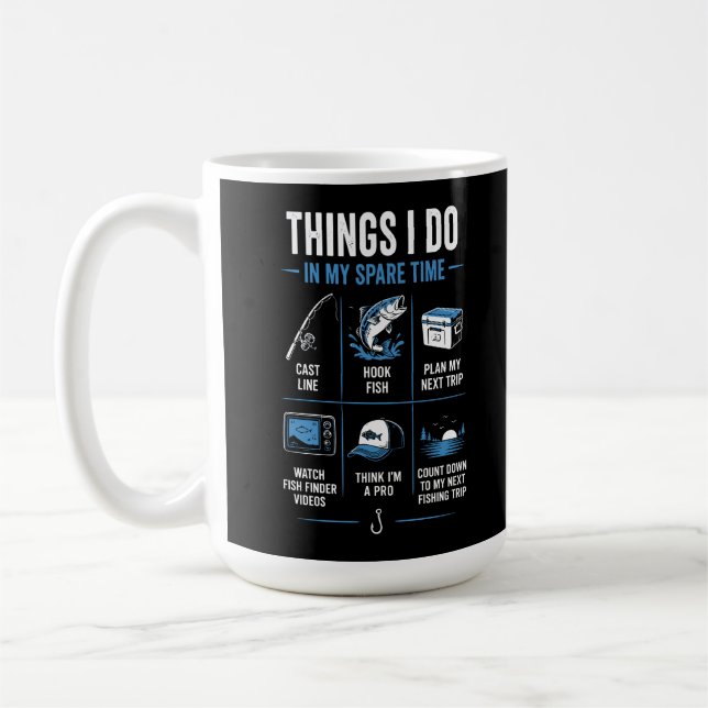 Mug Choses que je fais pendant mon temps libre Pêche (Gauche)