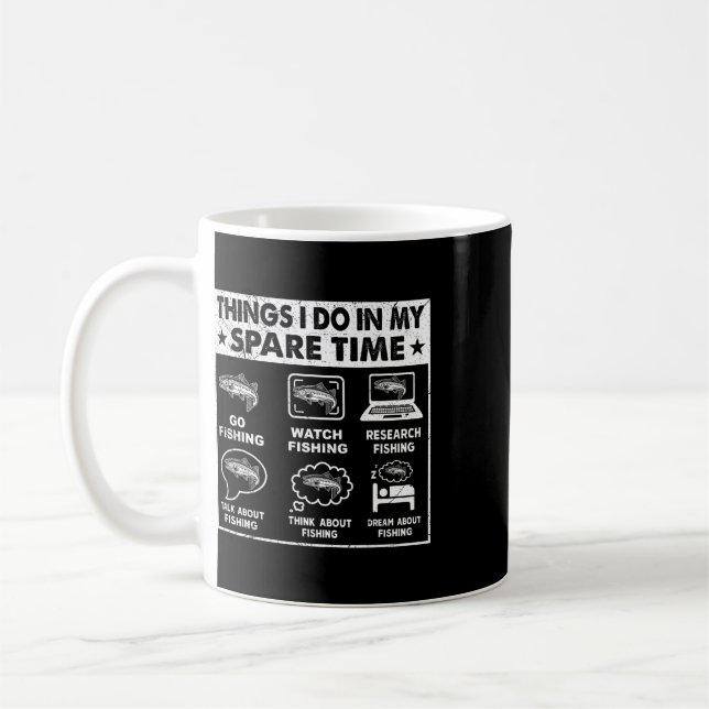 Mug Choses que je fais pendant mon temps libre Pêche d (Gauche)