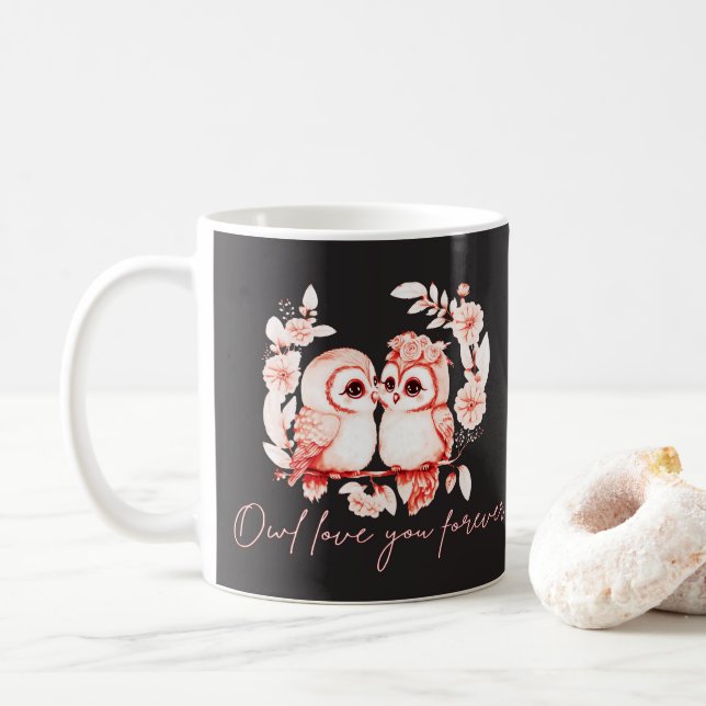 Mug Chouette Aimez-vous pour toujours (Avec donut)