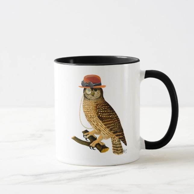 Mug Chouette avec Casquette Bowler style Steampunk (Droite)