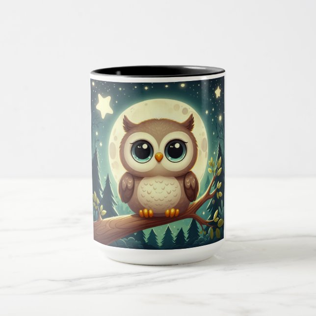 Mug Chouette bébé la nuit avec lune (Centre)