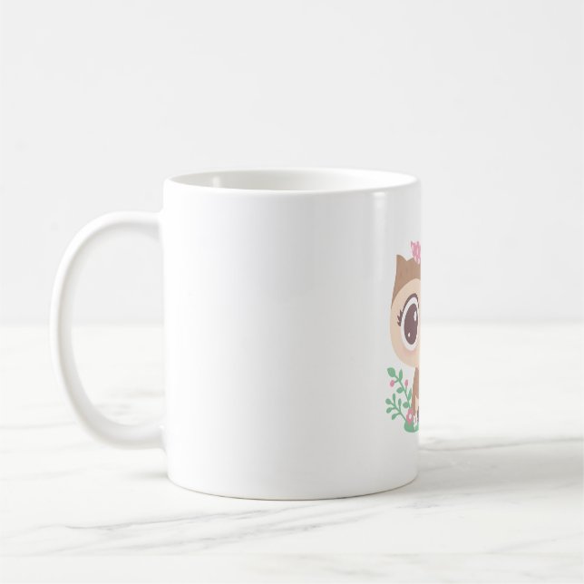 Mug Chouette Bébé mignonne avec cou rose (Gauche)