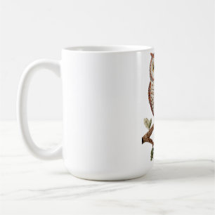 Mug Chouette brodée sur branche décoration artistique