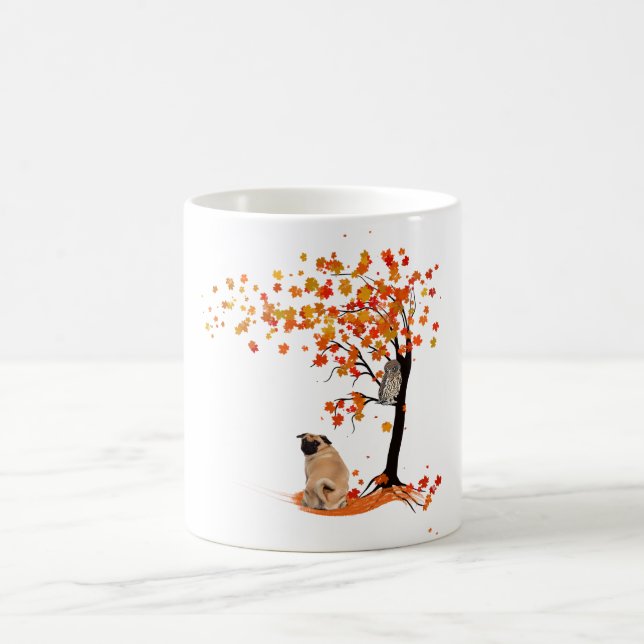 Mug Chouette carlin Et Arbre Automne Propriétaire Carl (Centre)