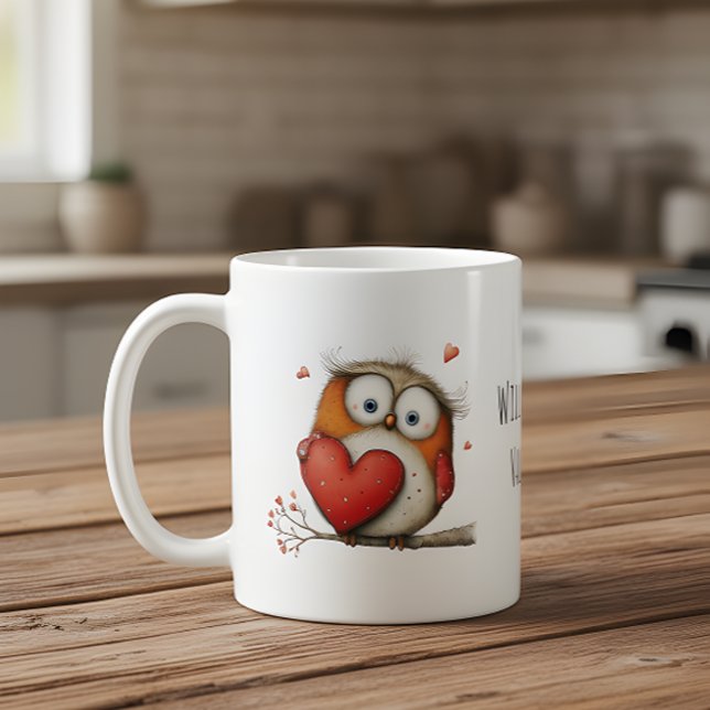 Mug Chouette charmante avec des cœurs serez-vous ma Sa (Créateur téléchargé)