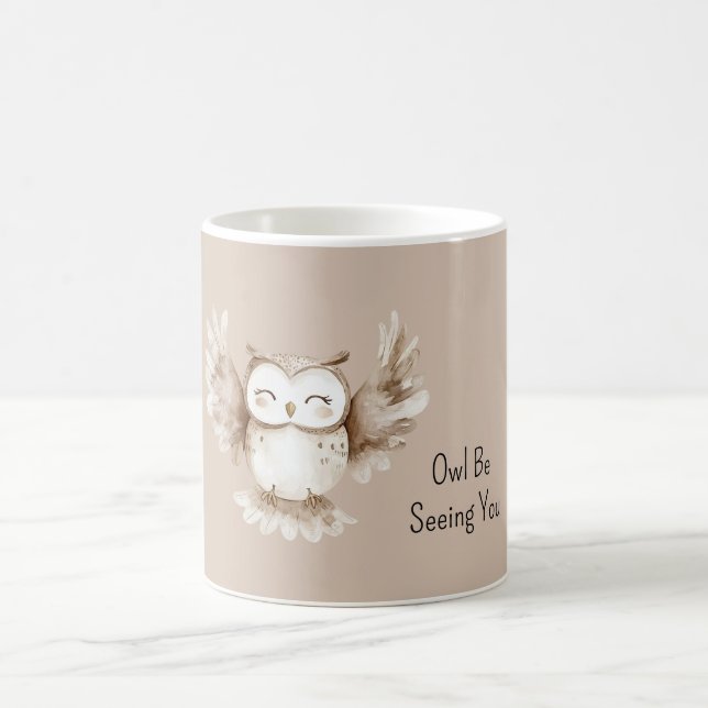 Mug Chouette Crème Marron Vous Verra (Centre)