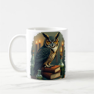 Mug Chouette de la Dark Academia lisant un chapitre de