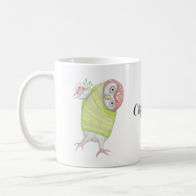 Mug Chouette de la Saint Valentin aux fleurs (Gauche)