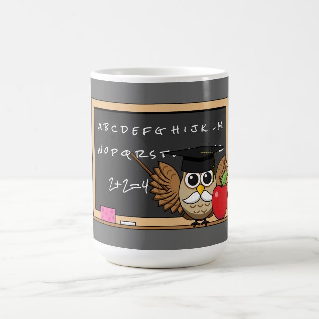 Mug Chouette de maître mignonne avec un dessin à la po (Centre)