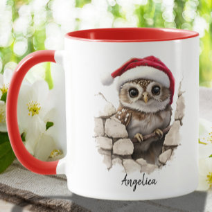 Mug Chouette de Noël avec chapeau de Noël personnalisé
