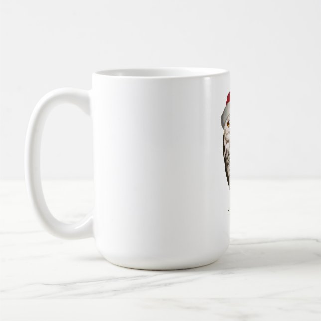 Mug Chouette de Noël réaliste avec bonnet festif (Gauche)