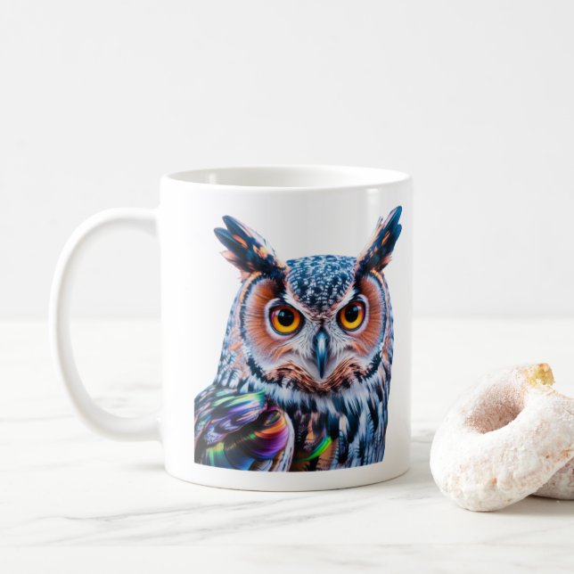 Mug Chouette d'encre liquide Plumes lumineuses (Avec donut)