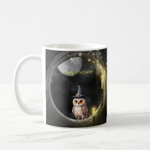 Mug Chouette d'Halloween dans la fenêtre tour ronde