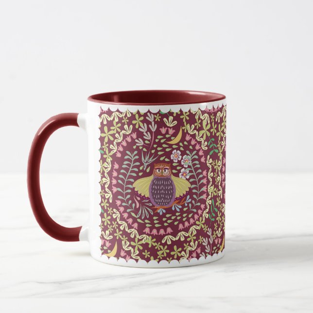 Mug Chouette folk Vin rouge (Gauche)