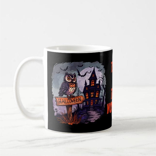 Mug Chouette hantée et maison Éffrayante - Halloween g (Gauche)