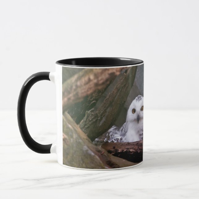 Mug Chouette Harfang Couple Art Bois Faune (Gauche)