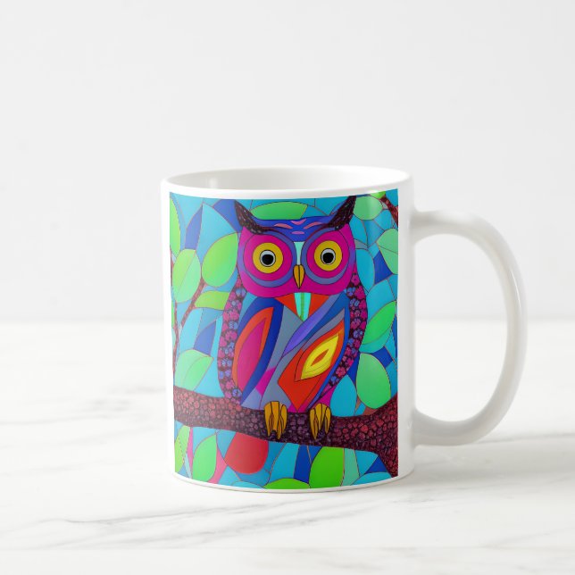 Mug Chouette lunaire aux plumes colorées (Droite)
