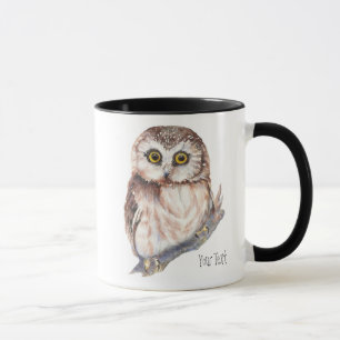 Mug Chouette mignonne, Aquarelle Nature,