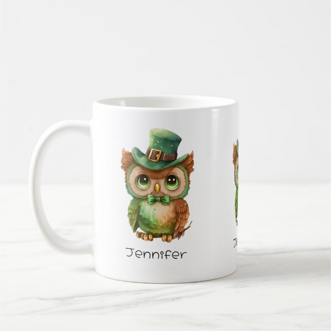 Mug Chouette mignonne dans un chapeau vert (Gauche)