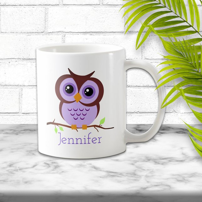 Mug Chouette mignonne en caricature violette (Créateur téléchargé)