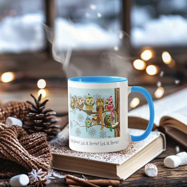 Mug Chouette mignonne Snowflakes d'hiver (Créateur téléchargé)