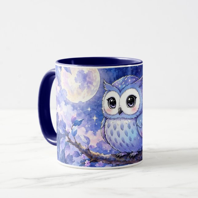 Mug Chouette Mignonne sous la Lune (Devant gauche)