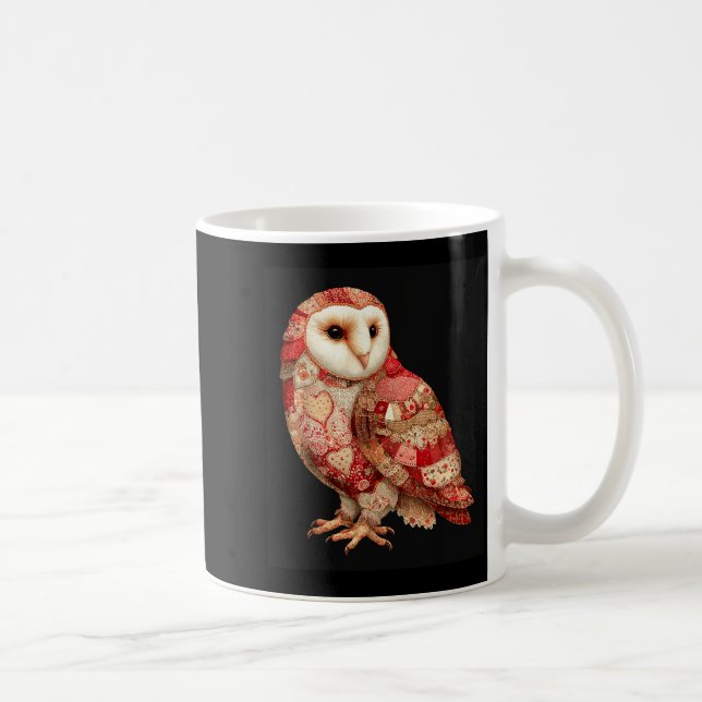 Mug Chouette patchwork fantaisiste avec motif de coeur (Droite)