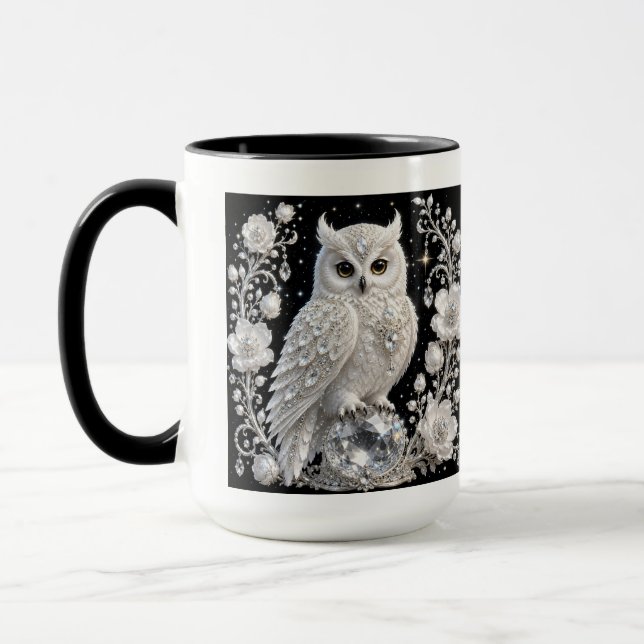 Mug Chouette Perle de Cristal Blanc (Gauche)