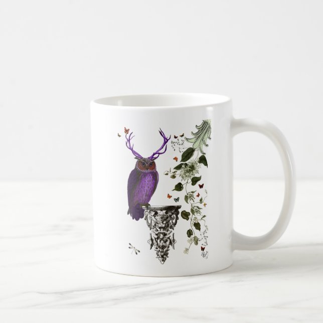 Mug Chouette pourpre avec Antlers 2 (Droite)