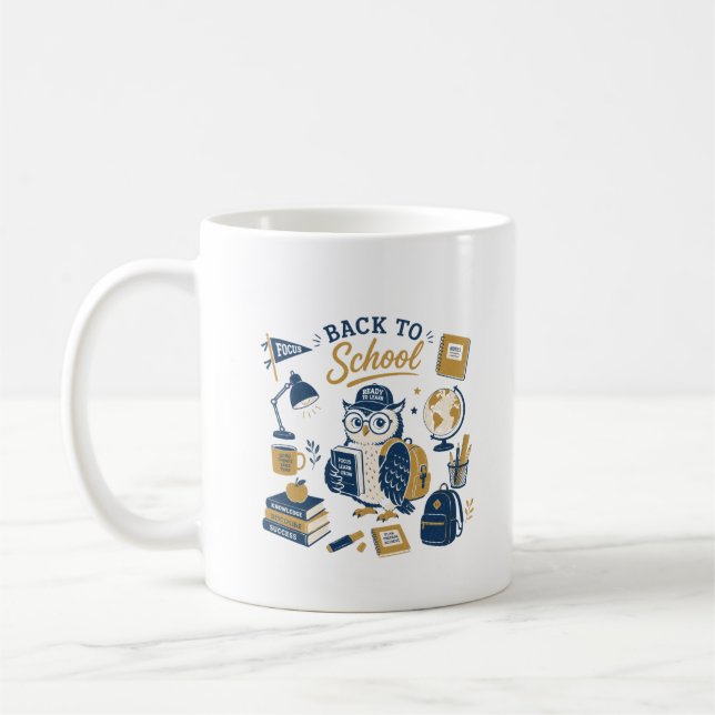 Mug Chouette Rétro de la Rentrée Scolaire (Gauche)
