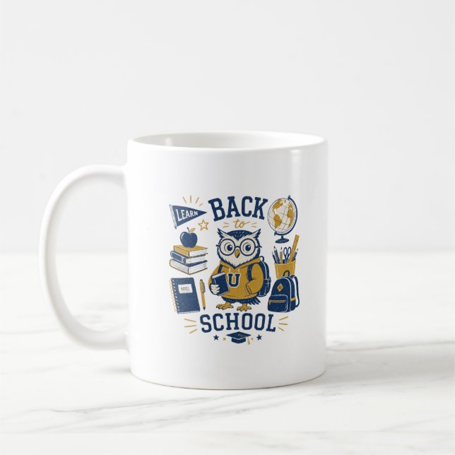 Mug Chouette Rétro Pour La Rentrée Scolaire (Gauche)