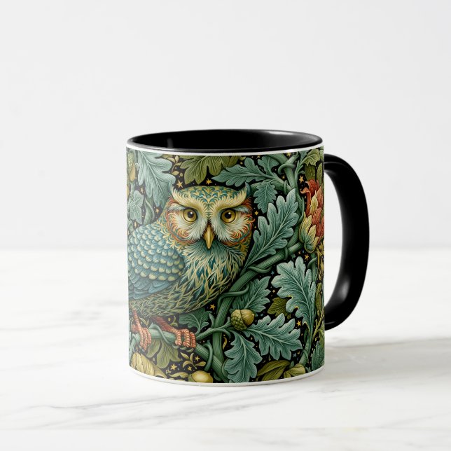 Mug Chouette sage & lierre Peinture de style William M (Devant droit)