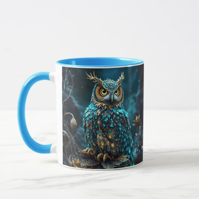 Mug Chouette Turquoise en laiton Imaginaire (Gauche)