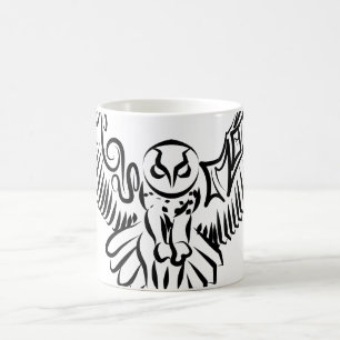 Mug Chouette volante tribale noire et blanche