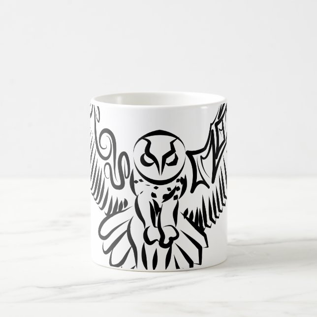 Mug Chouette volante tribale noire et blanche (Centre)