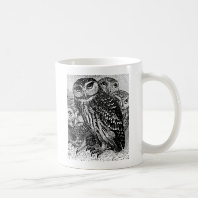 Mug Chouettes, gravure vintage (Droite)