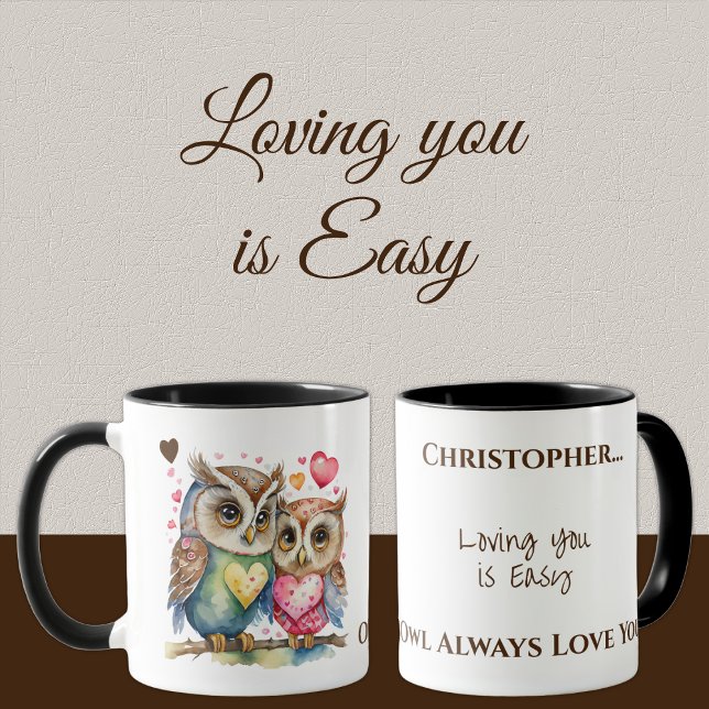 Mug Chouettes mignonnes qui vous aiment nom personnali (Créateur téléchargé)