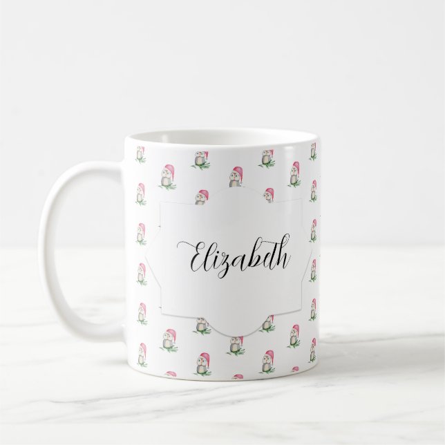 Mug Chouettes Petits Monogramme Aquarelle (Gauche)