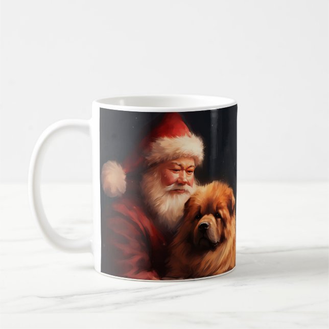Mug Chow Chow avec le Père Noël Noël Festif (Gauche)