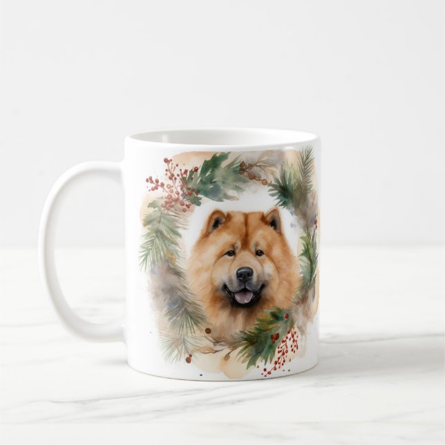 Mug chow chow Christmas Wreath Festive Pup (Gauche)