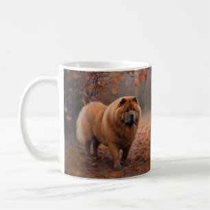 Mug Chow Chow dans les feuilles d'automne tombent insp