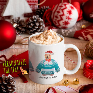 Mug Chow Chow Noël portant un pull moche de Noël Amate