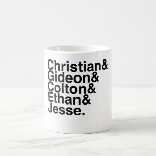 Mug Chrétien d'ami de livre, Gideon, Colton, Ethan,