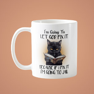 Mug Chrétien drôle Laissez Dieu le réparer Chat