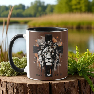 Mug Chrétien - Lion avec Croix, Homme de Foi