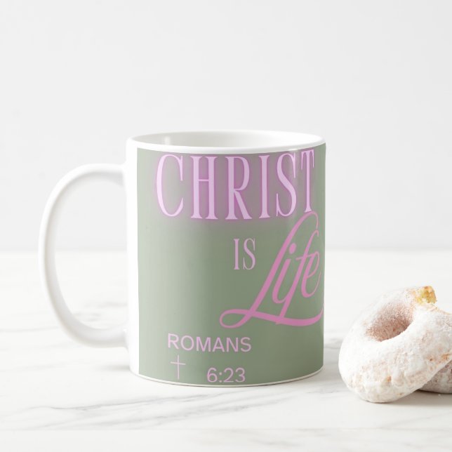 Mug Christ est la vie, esthétique du texte, conception (Avec donut)