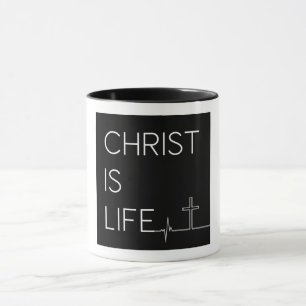 Mug Christ est la vie Heartbeat Line et Cross